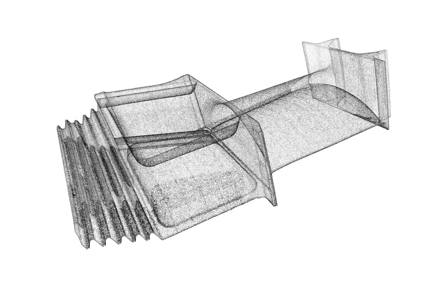 Dense point cloud of a scanned part