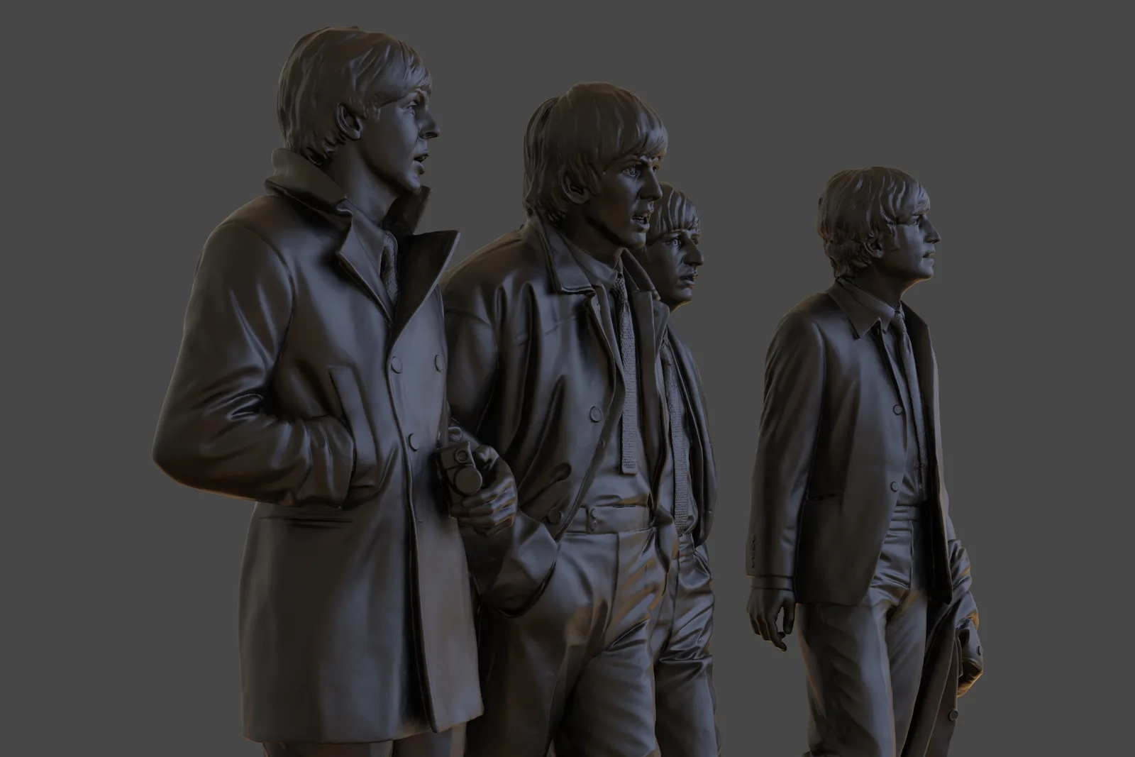 A 3D scan of a bronze statue of the Beatles